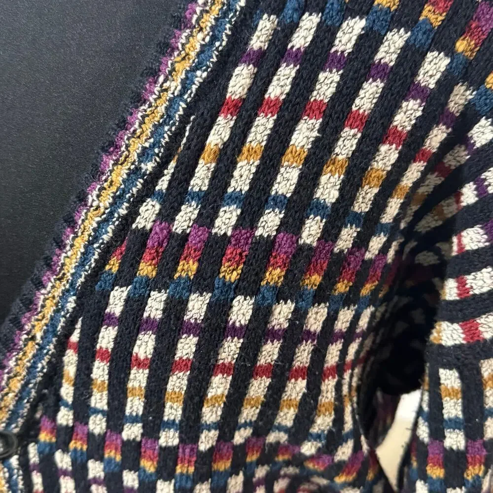 Grandpa Sweater Vintage Cardigan 90s Multicolor Knit‎  Button Front L Retro - Picture 7 of 8